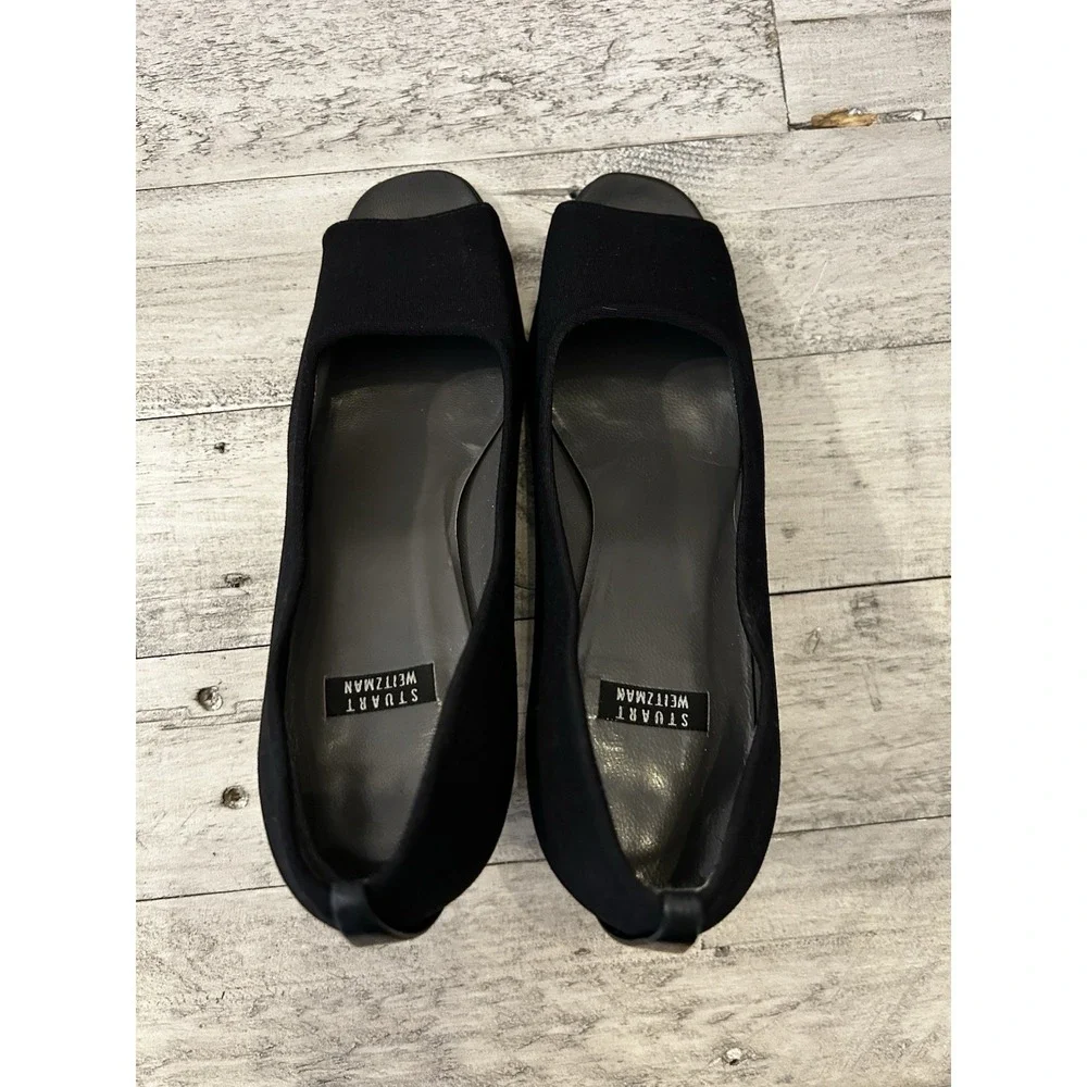Stuart Weitzman size 7 Black Peep Toe Heels - Picture 4 of 11
